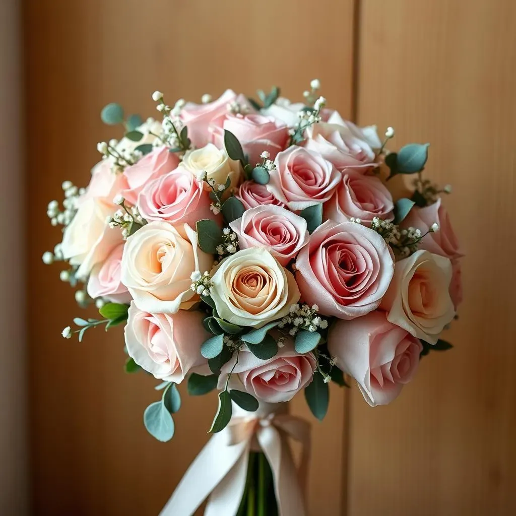 Amazing Blush Roses Wedding Bouquet Ideas
