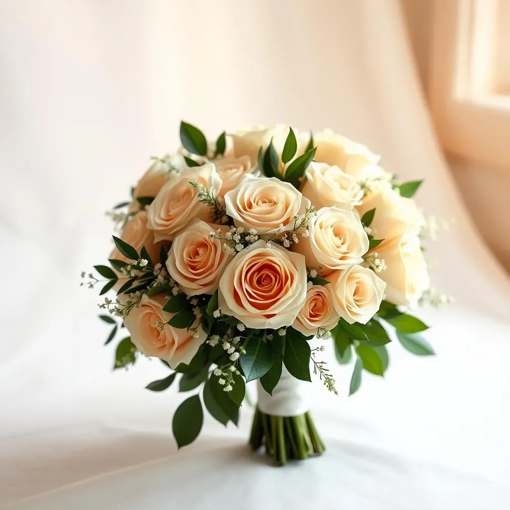 Stunning Champagne Rose Wedding Bouquet