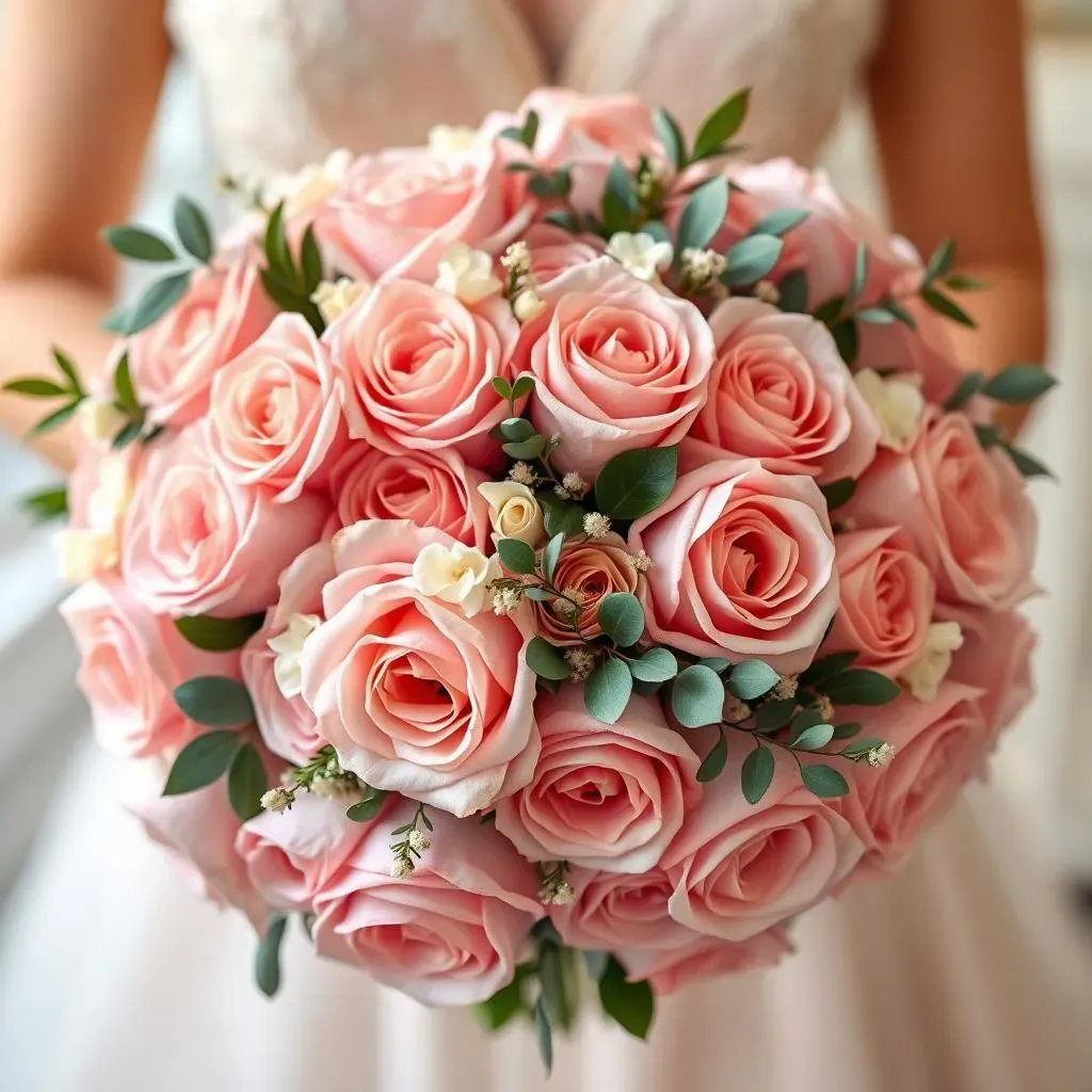 Amazing Pink Garden Rose Wedding Bouquet Ideas