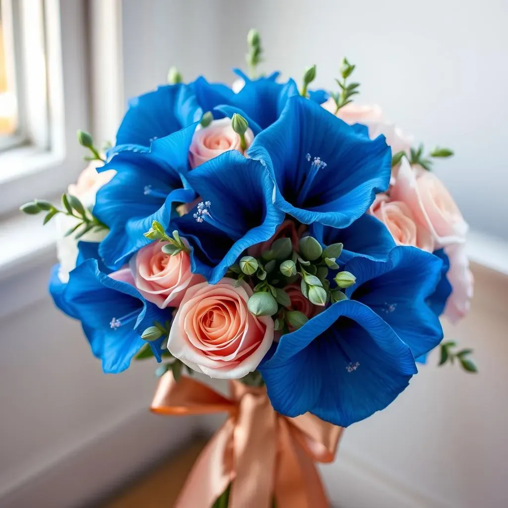 Showstopping Navy Blue and Rose Gold Wedding Bouquets: RealLife Examples & Inspiration