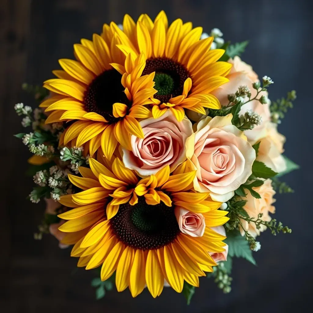 Stunning Wedding Bouquets Sunflowers and Roses: Ideas